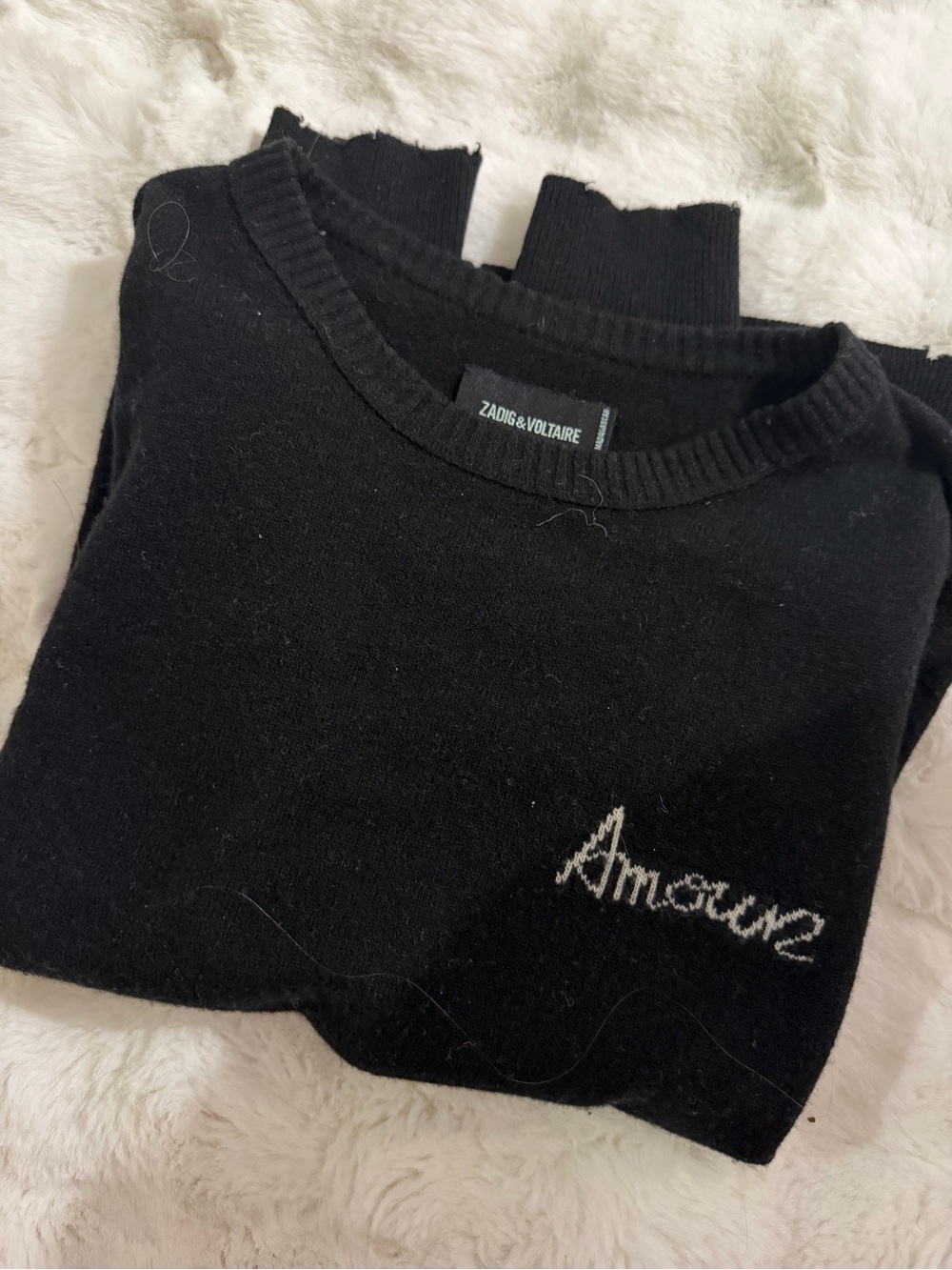 Zadig & Voltaire W Crewneck Sweater with 'Amour' Embroidery
